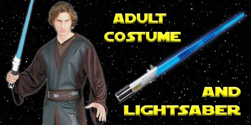 Adult Anakin Skywalker Costume and Lightsaber Bundle